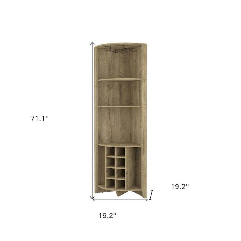 Mobile bar angolare in legno marrone chiaro da 71"