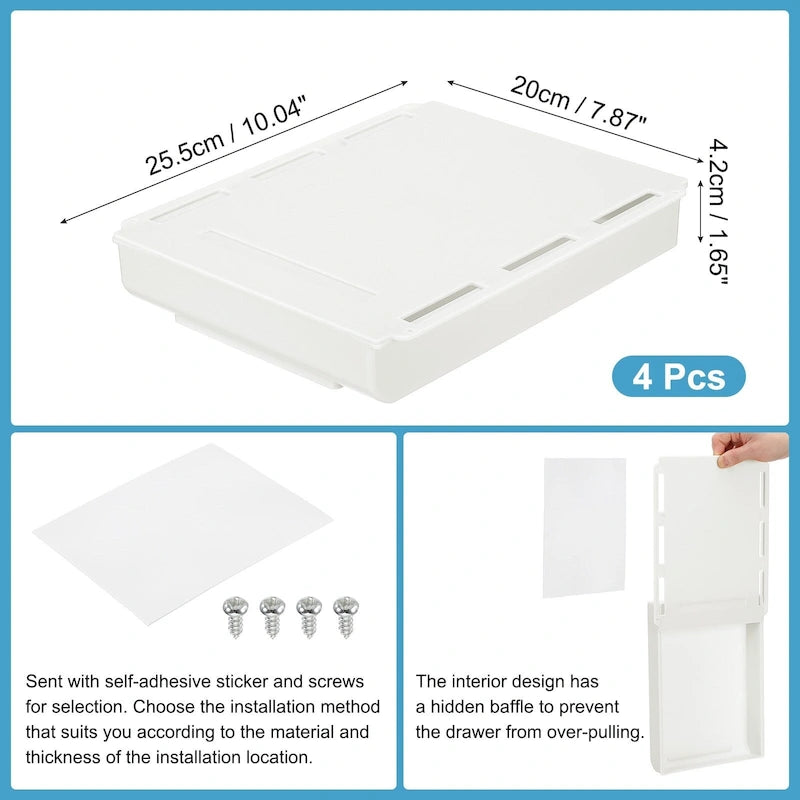 Organizer per Cassetti da Scrivania, Set da 4 – 25,5 x 20 x 4,2 cm