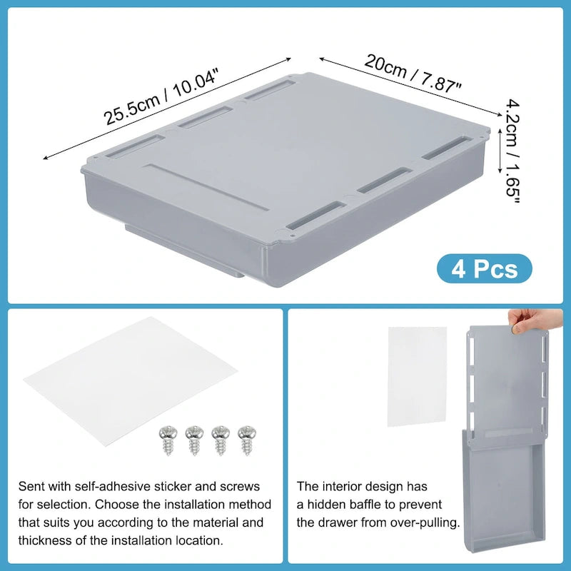 Organizer per Cassetti da Scrivania, Set da 4 – 25,5 x 20 x 4,2 cm