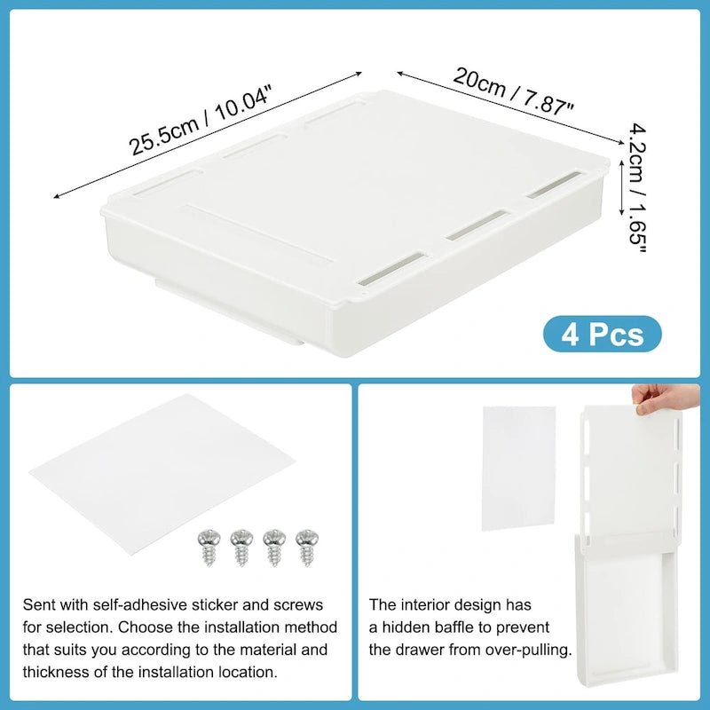 Organizer per Cassetti da Scrivania, Set da 4 – 25,5 x 20 x 4,2 cm