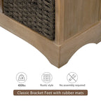 Mobiletto rustico con 2 cassetti e 4 cesti in rattan
