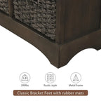 Mobiletto rustico con 2 cassetti e 4 cesti in rattan
