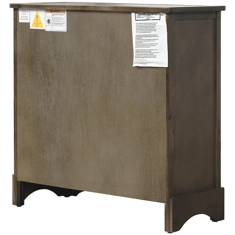 Mobiletto rustico con 2 cassetti e 4 cesti in rattan