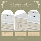 Mobile bagno da 90 cm con lavabo in ceramica sottopiano e 4 cassetti