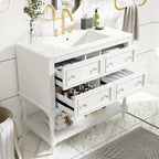 Mobile bagno da 90 cm con lavabo in ceramica sottopiano e 4 cassetti