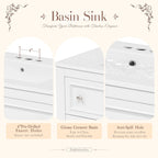 Mobile bagno da 90 cm con lavabo in ceramica sottopiano e 4 cassetti
