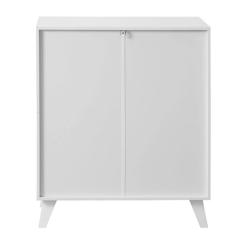 Mobiletto da Bagno con Ante in Vetro e Ripiano Regolabile