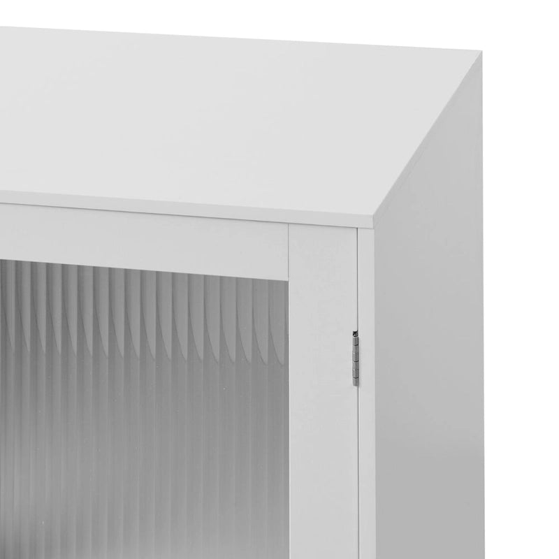 Mobiletto da Bagno con Ante in Vetro e Ripiano Regolabile