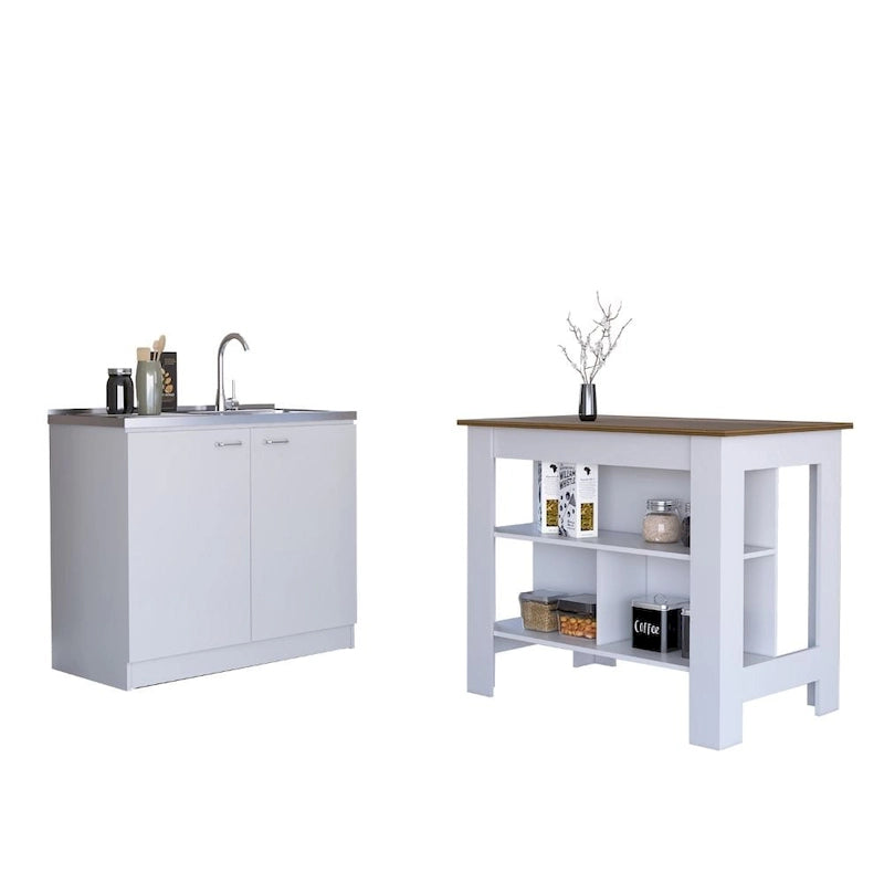 Set da cucina Phoenix 2 pezzi con isola cucina e mobile lavello multiuso