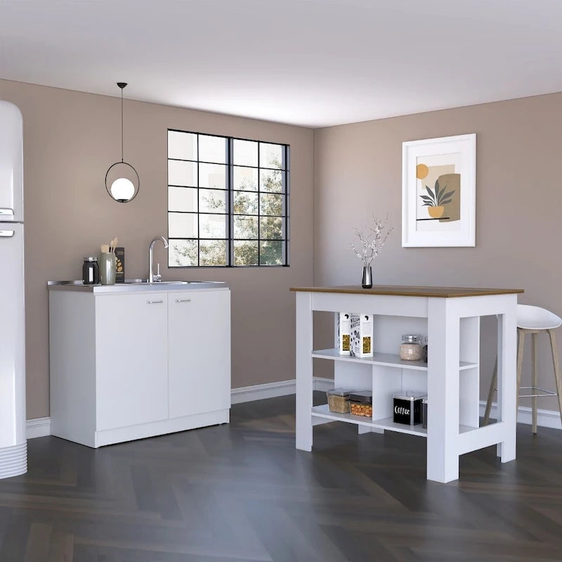 Set da cucina Phoenix 2 pezzi con isola cucina e mobile lavello multiuso