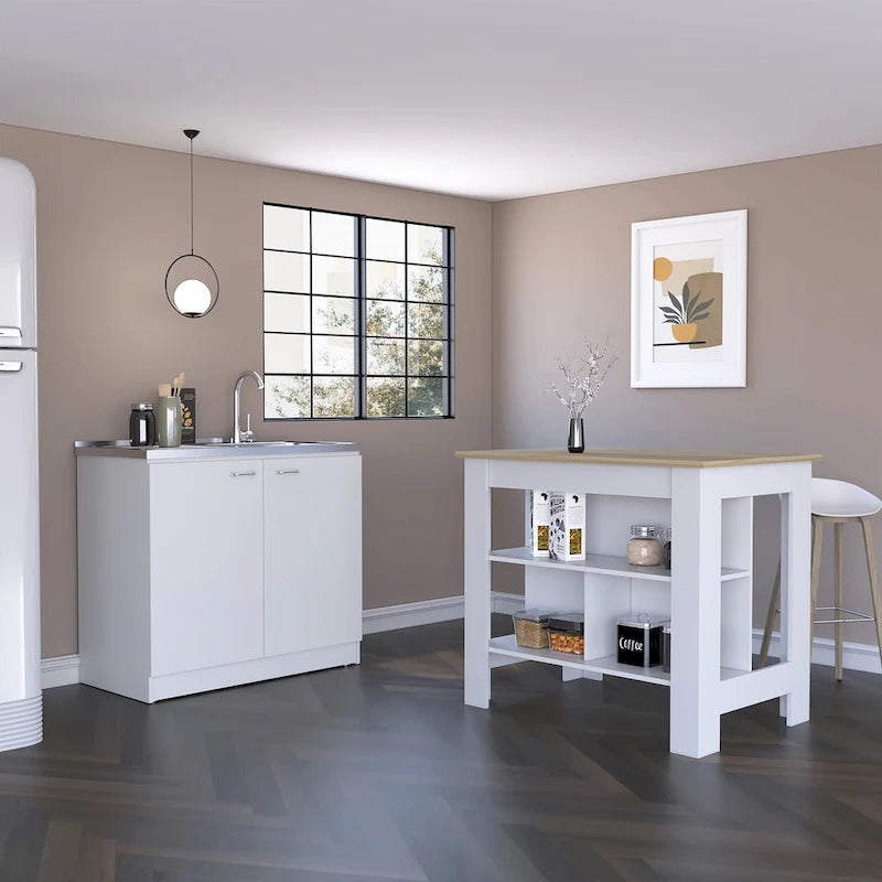 Set da cucina Phoenix 2 pezzi con isola cucina e mobile lavello multiuso