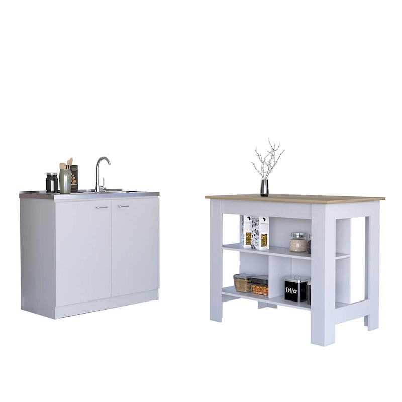 Set da cucina Phoenix 2 pezzi con isola cucina e mobile lavello multiuso