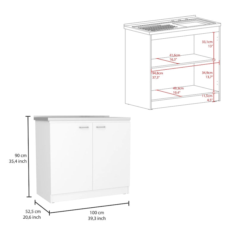 Set da cucina Phoenix 2 pezzi con isola cucina e mobile lavello multiuso