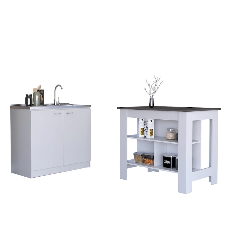 Set da cucina Phoenix 2 pezzi con isola cucina e mobile lavello multiuso