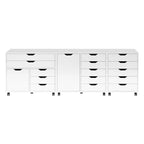 Set da 3 Mobili Contenitori con Rotelle, Bianco