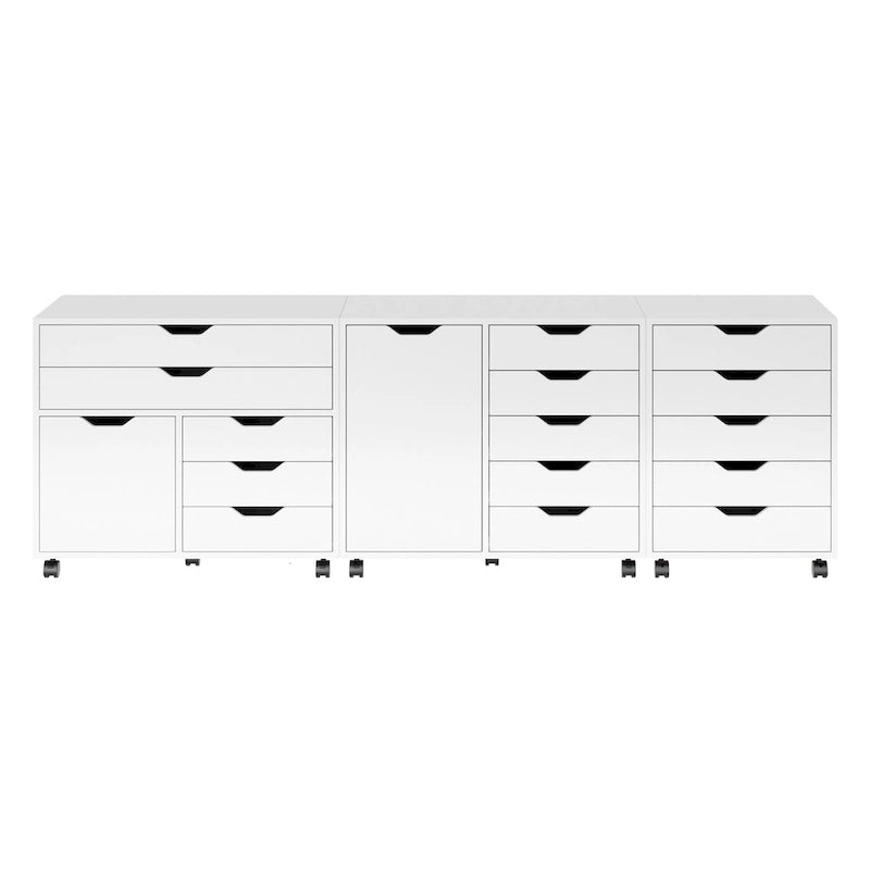 Set da 3 Mobili Contenitori con Rotelle, Bianco