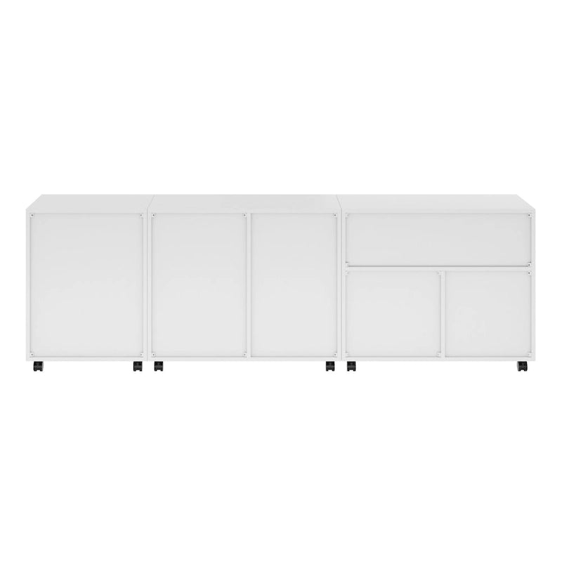 Set da 3 Mobili Contenitori con Rotelle, Bianco