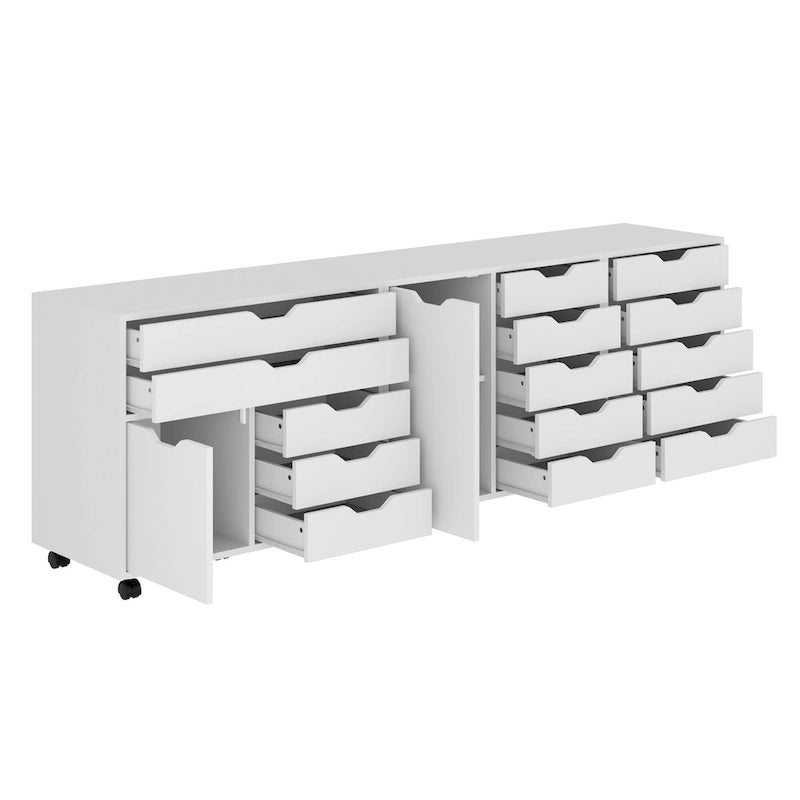 Set da 3 Mobili Contenitori con Rotelle, Bianco