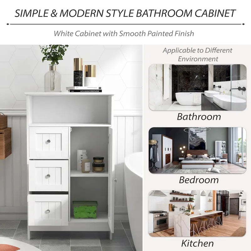 Cassettiera 1 ripiano e 3 cassetti in legno con finitura verniciata