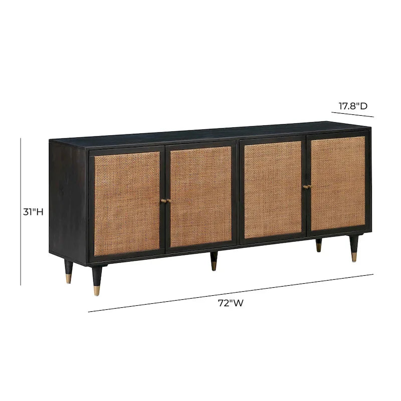 Credenza in canna e ottone fatta a mano