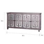 Credenza a specchio smussato con finitura grigio lavato a 4 ante