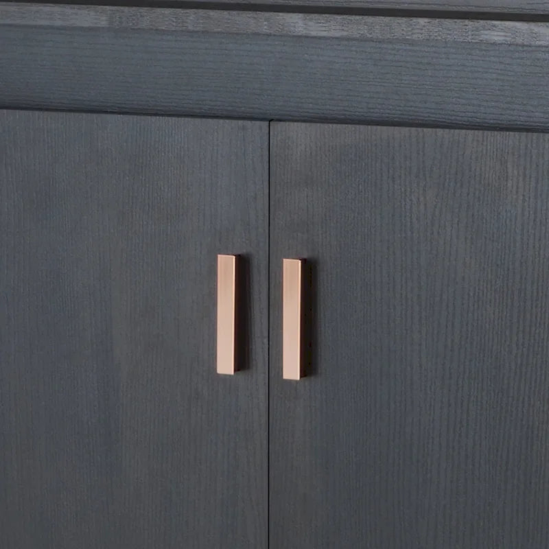Madia da sala da pranzo contemporanea nera a 4 ripiani da 47 pollici con portabottiglie