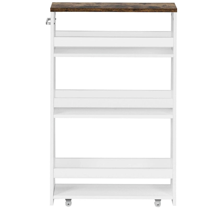 4 Tier Rolling Slim Storage Kitchen Organizer Cart with Handle - 19L x 5.1W x 31.5H