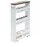 Carrello portatutto sottile a 4 ripiani con maniglia, 48,2 cm x 13 cm x 80 cm
