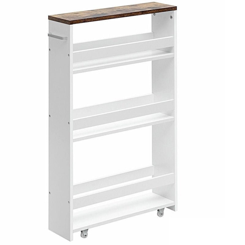 Carrello portatutto sottile a 4 ripiani con maniglia, 48,2 cm x 13 cm x 80 cm