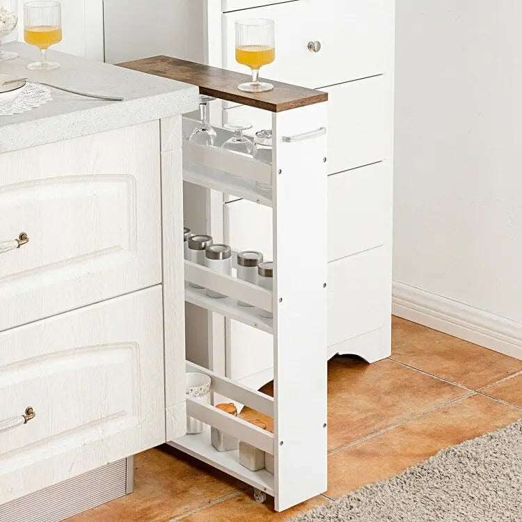 Carrello portatutto sottile a 4 ripiani con maniglia, 48,2 cm x 13 cm x 80 cm
