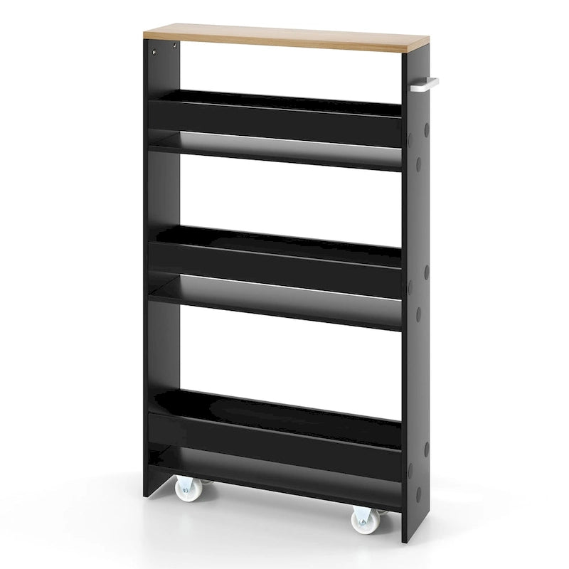 Carrello portaoggetti sottile a 4 ripiani con ruote bloccabili
