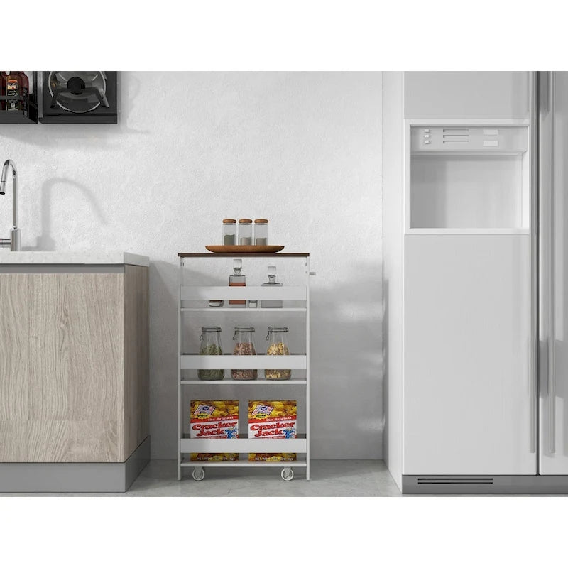 Carrello portaoggetti sottile a 4 ripiani con ruote bloccabili
