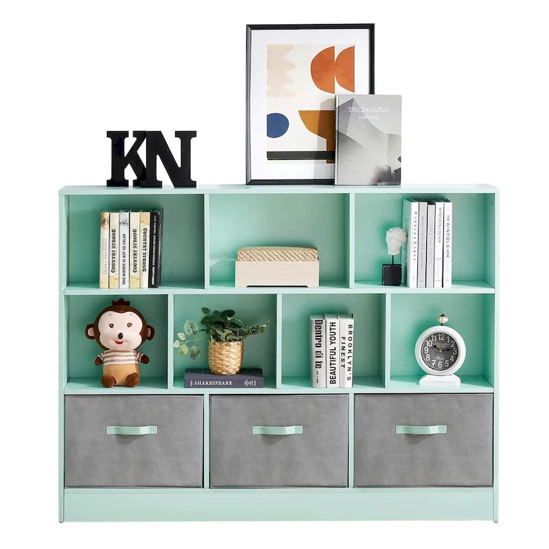 Libreria portaoggetti a 3 ripiani per bambini, mobile espositore in legno per camera da letto
