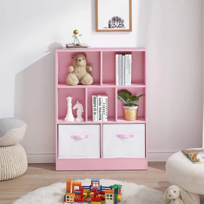 Ivinta 3-Tier Storage Bookcase for Kids, Simple Wood Display Cabinet for Bedroom