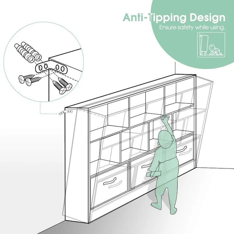 Libreria portaoggetti a 3 ripiani per bambini, mobile espositore in legno per camera da letto