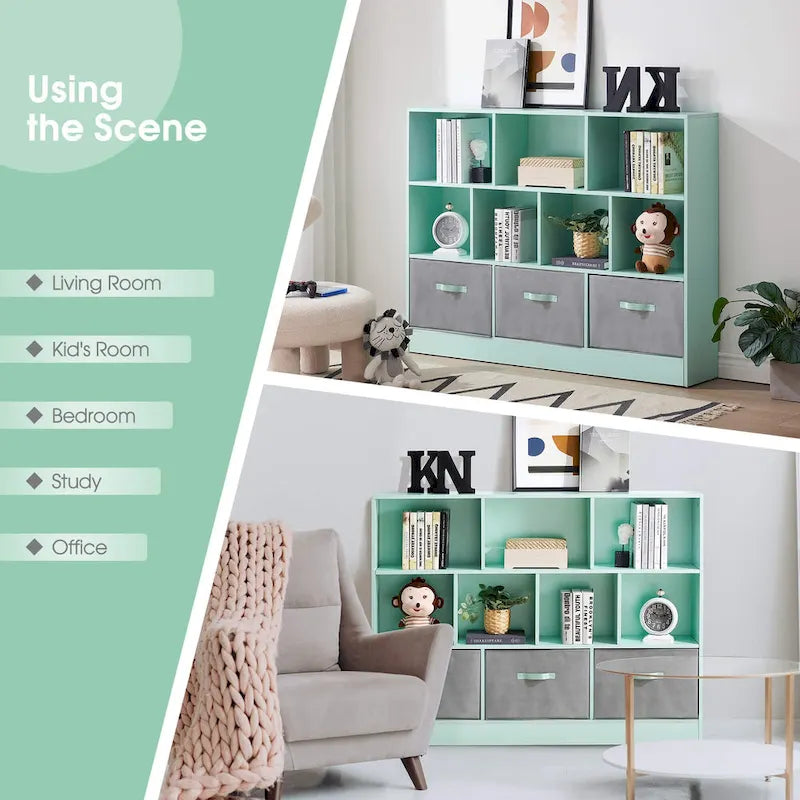 Libreria portaoggetti a 3 ripiani per bambini, mobile espositore in legno per camera da letto