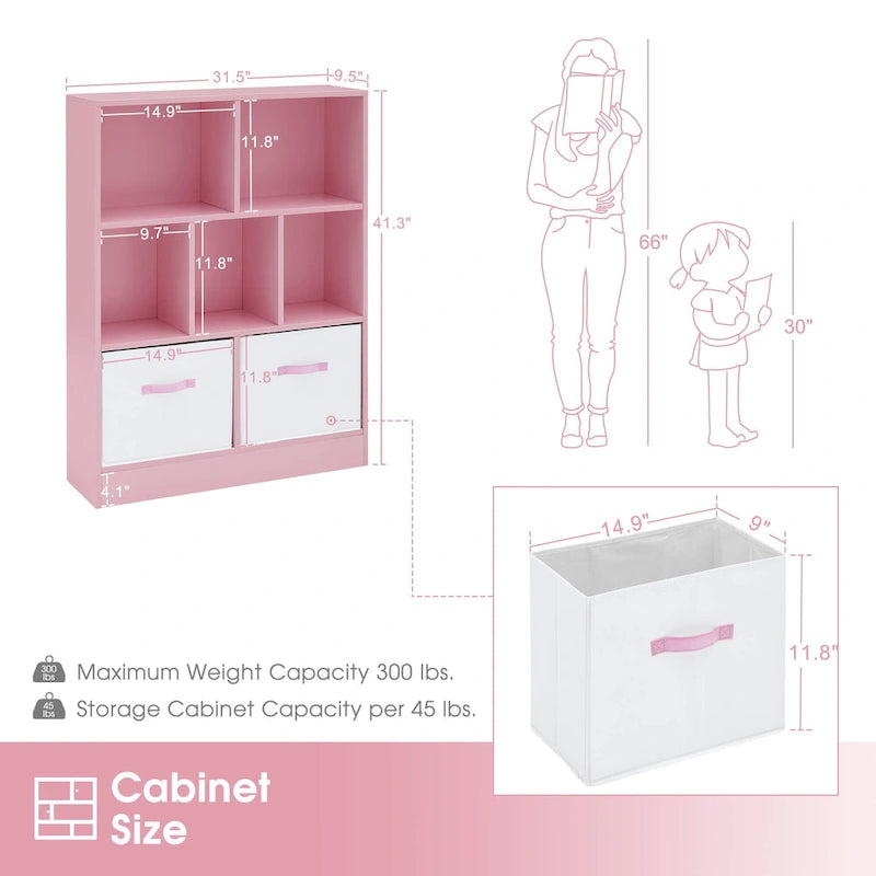 Libreria portaoggetti a 3 ripiani per bambini, mobile espositore in legno per camera da letto