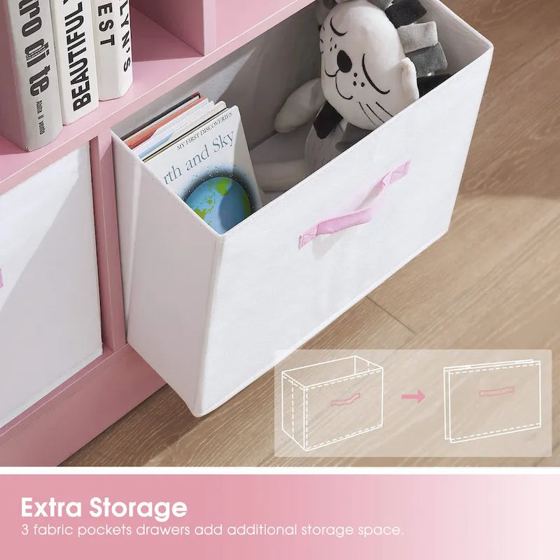 Libreria portaoggetti a 3 ripiani per bambini, mobile espositore in legno per camera da letto