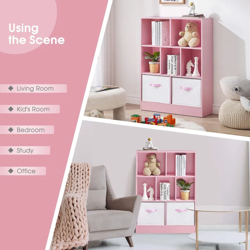 Libreria portaoggetti a 3 ripiani per bambini, mobile espositore in legno per camera da letto