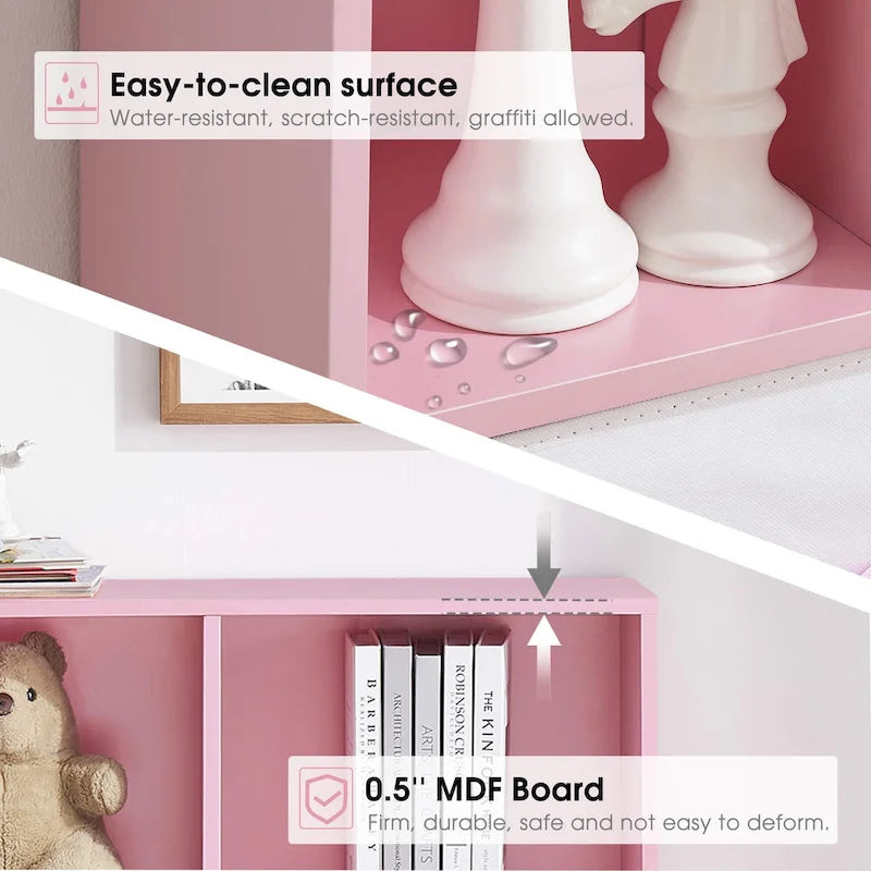 Libreria portaoggetti a 3 ripiani per bambini, mobile espositore in legno per camera da letto