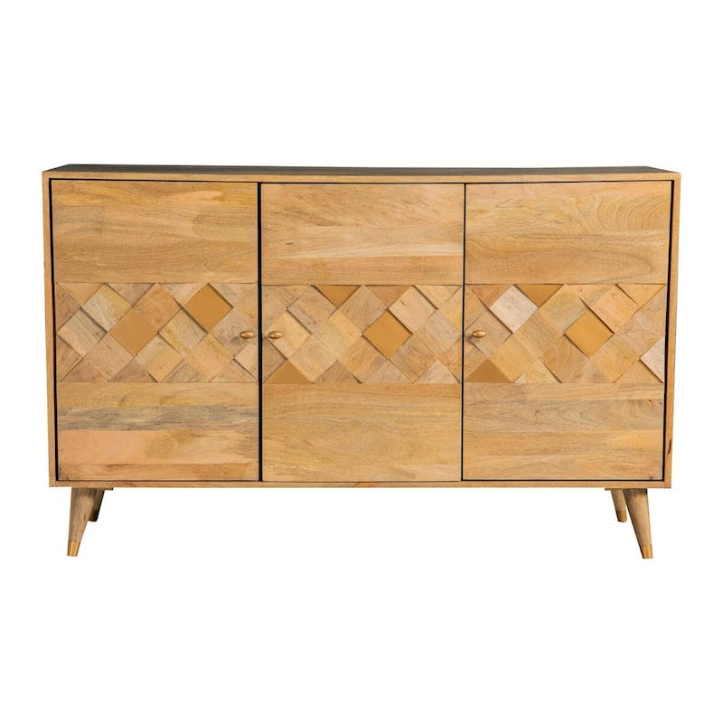Mobile credenza a 3 ante da 56 pollici, geometrico, marrone naturale