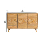 Mobile credenza a 3 ante da 56 pollici, geometrico, marrone naturale