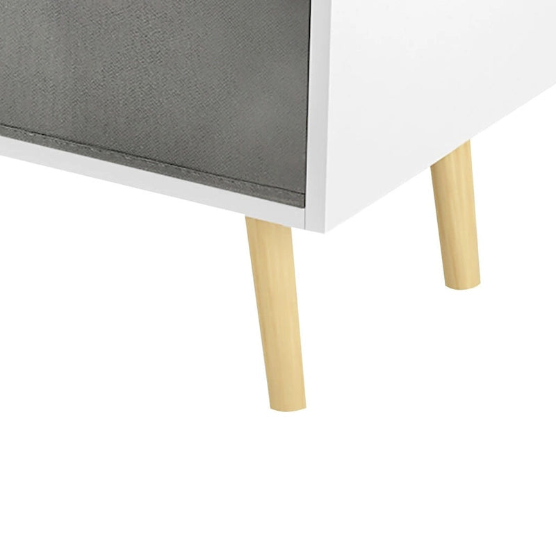 Mobiletto contenitore in legno con 3 cassetti in tessuto