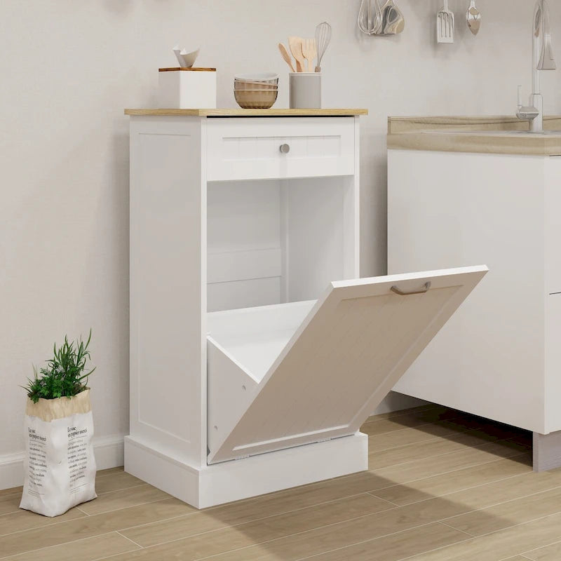 Mobiletto Pattumiera da Cucina Indipendente con Anta Basculante e Cassetto Contenitore