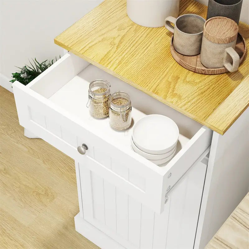 Mobiletto Pattumiera da Cucina Indipendente con Anta Basculante e Cassetto Contenitore