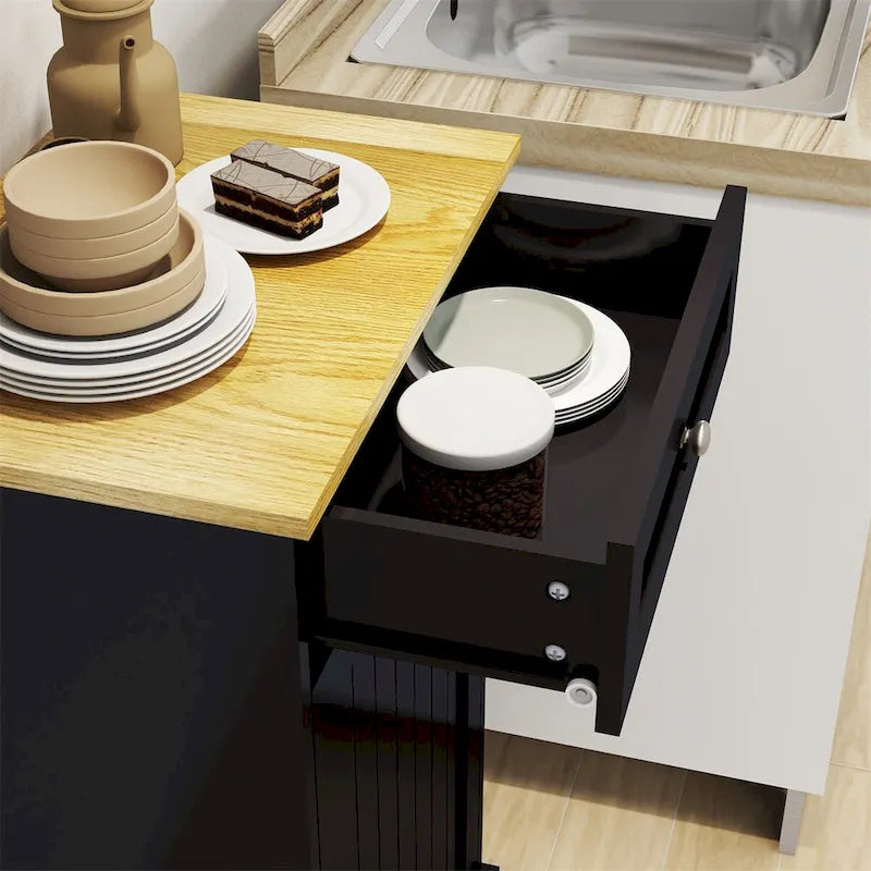 Mobiletto Pattumiera da Cucina Indipendente con Anta Basculante e Cassetto Contenitore