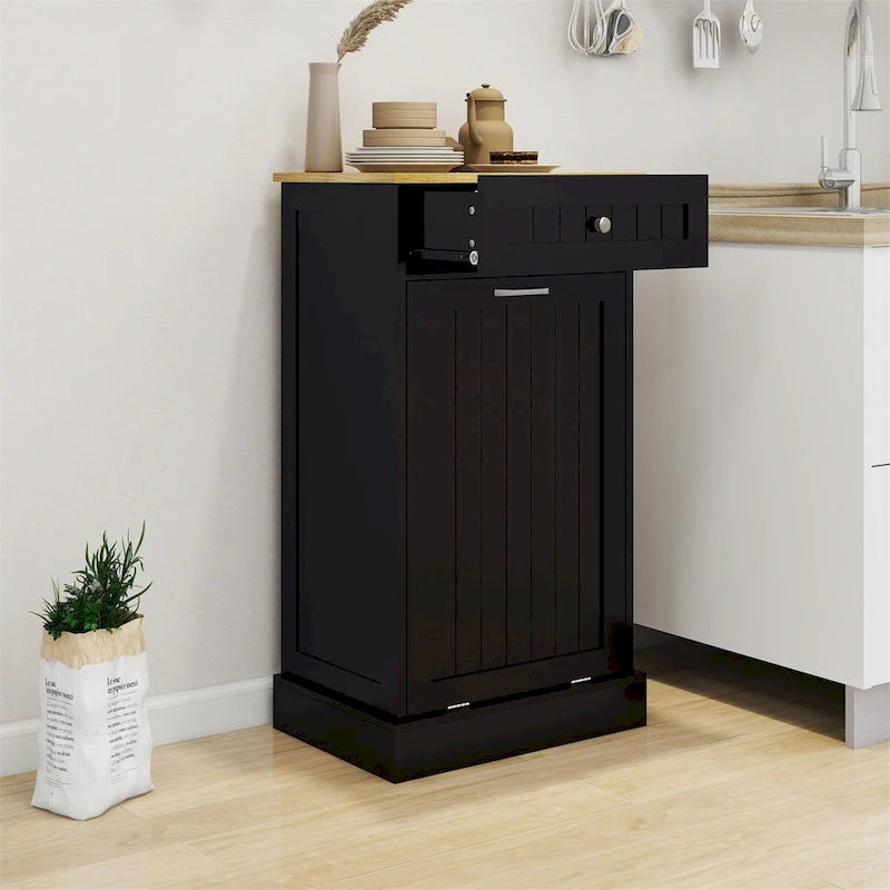Mobiletto Pattumiera da Cucina Indipendente con Anta Basculante e Cassetto Contenitore