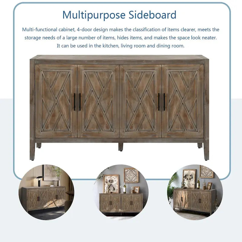 Mobiletto contenitore a 4 ante in legno d'abete con ripiano regolabile