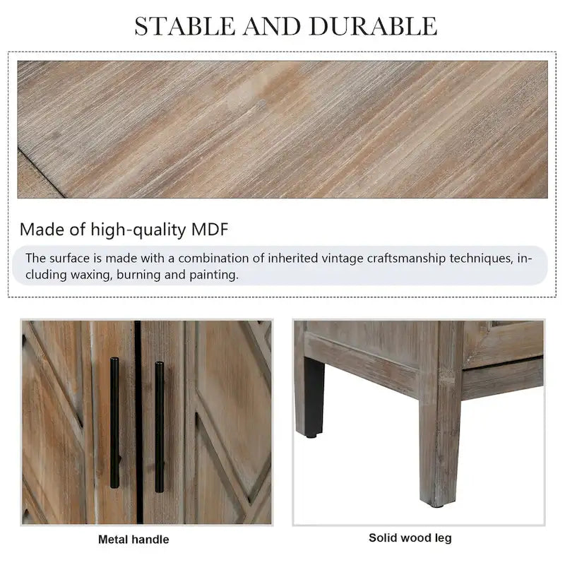 Mobiletto contenitore a 4 ante in legno d'abete con ripiano regolabile