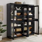 Set di 2 mobili da dispensa da cucina con anta a vetro
